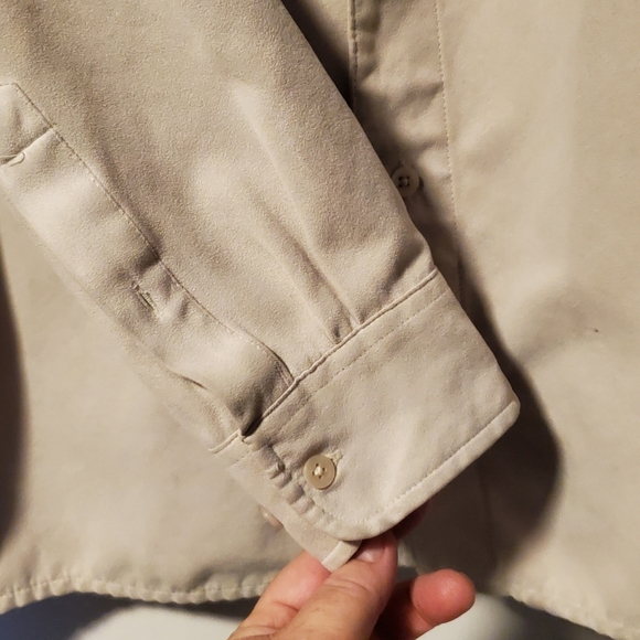 Vintage FIELDMASTER Large button up shirt white soft polyester feels like suede - Picture 3 of 5